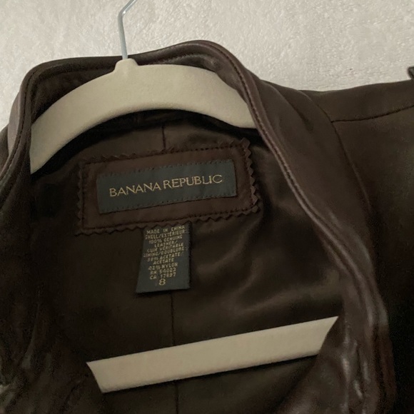 New Banana Republic chocolate Brown Leather Jacket. SZ8 - Picture 3 of 5